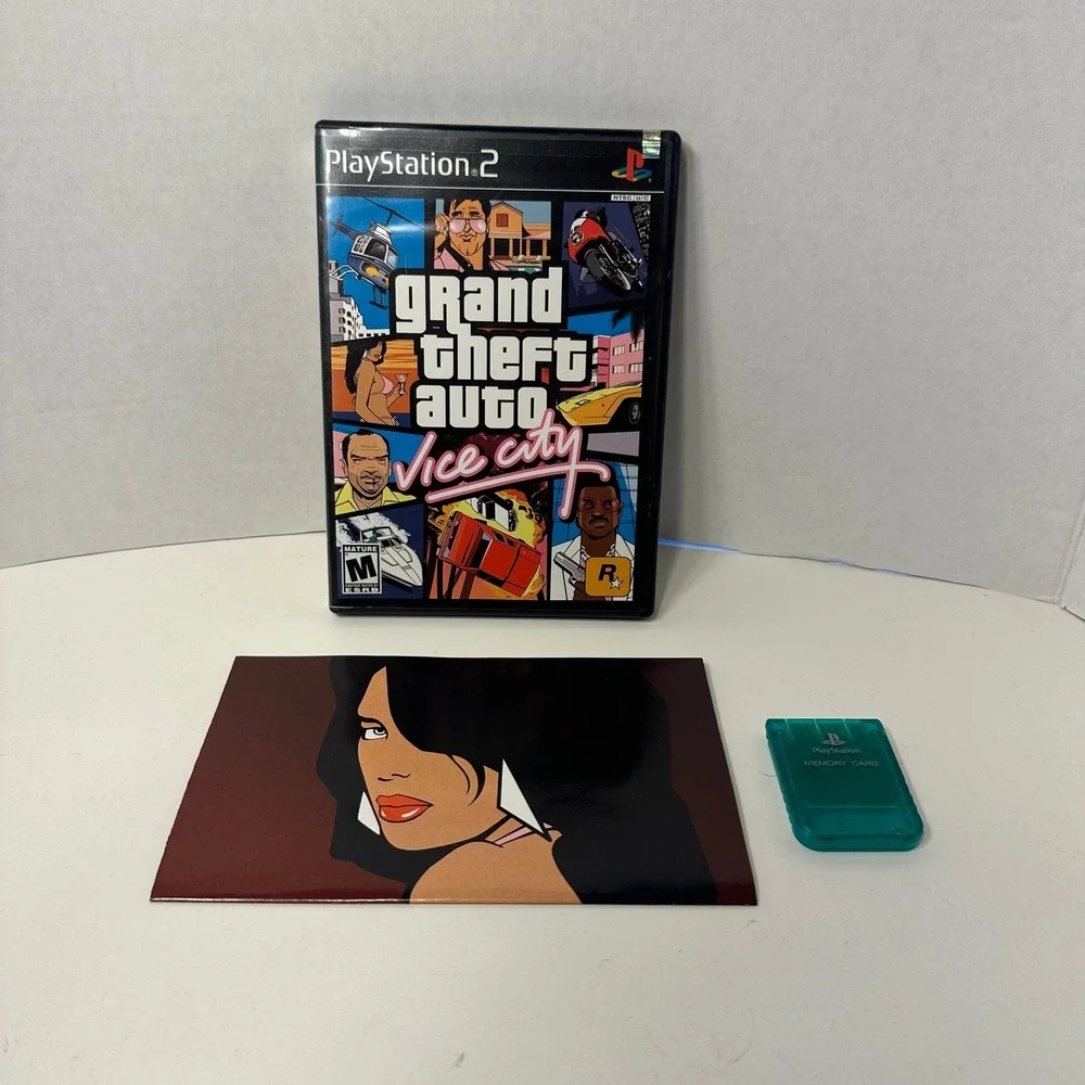 Grand Theft Auto Vice City PS2 Case & Manual Only + Official Sony Memory Card
